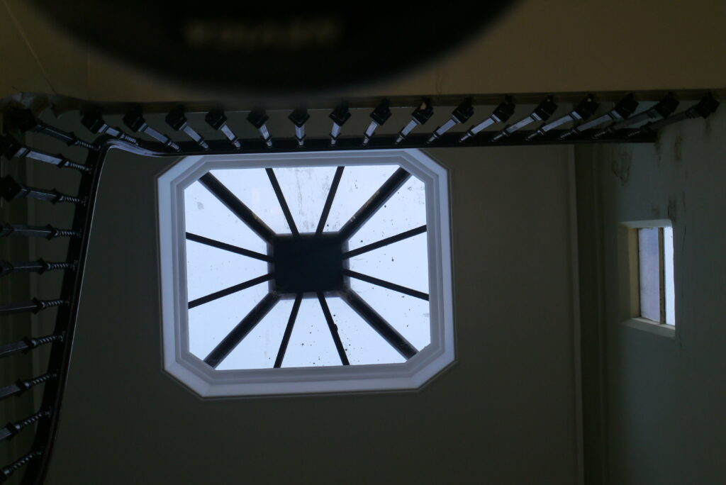 Image of a square skylight, looking from below
