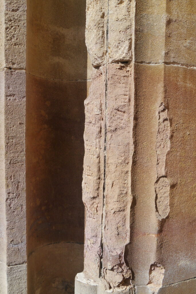 Detail of limestone building edge