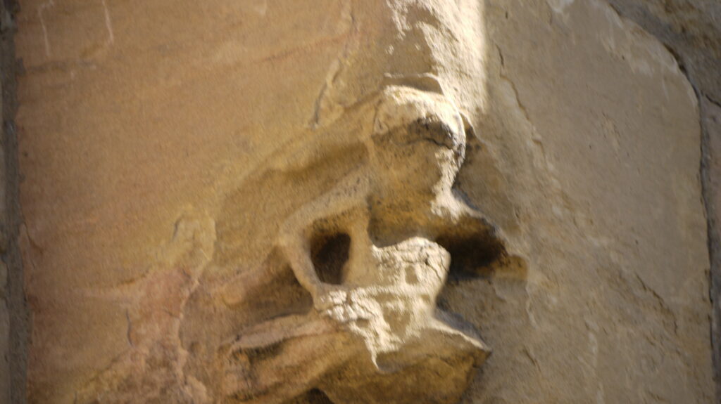 Image of stone carved features on exterior of St Botolphs Church, Boston