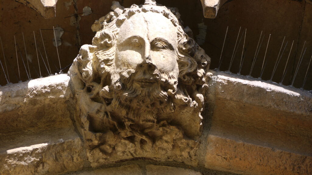 Image of stone carved features on exterior of St Botolphs Church, Boston