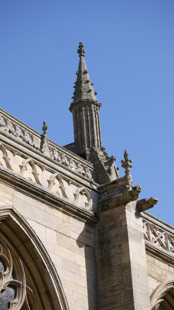 Image of stone carved features on exterior of St Botolphs Church, Boston