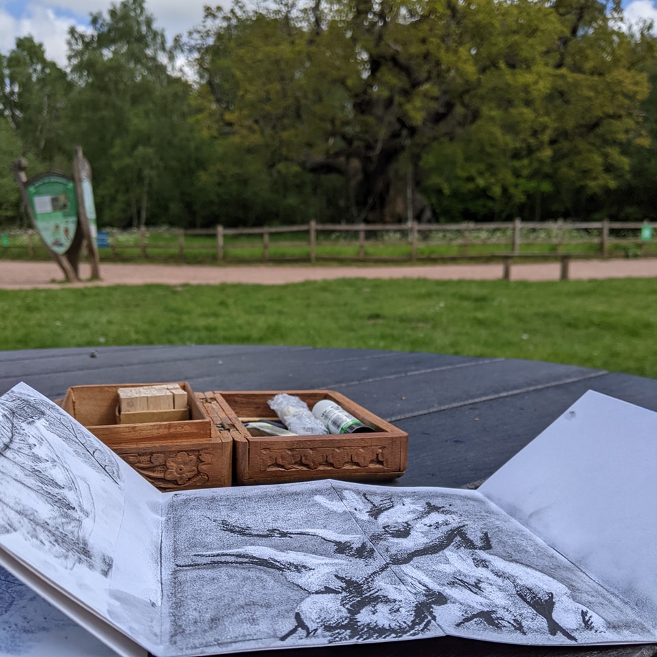An example of sketching inspired by nature using charcoal by artist Emily Cartwright